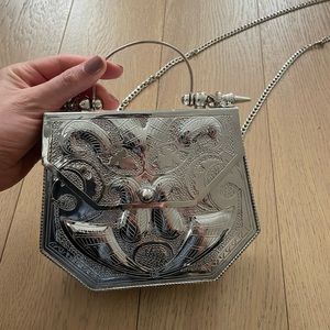 Silver Hexagon OKHTEIN Brass Metal Bag